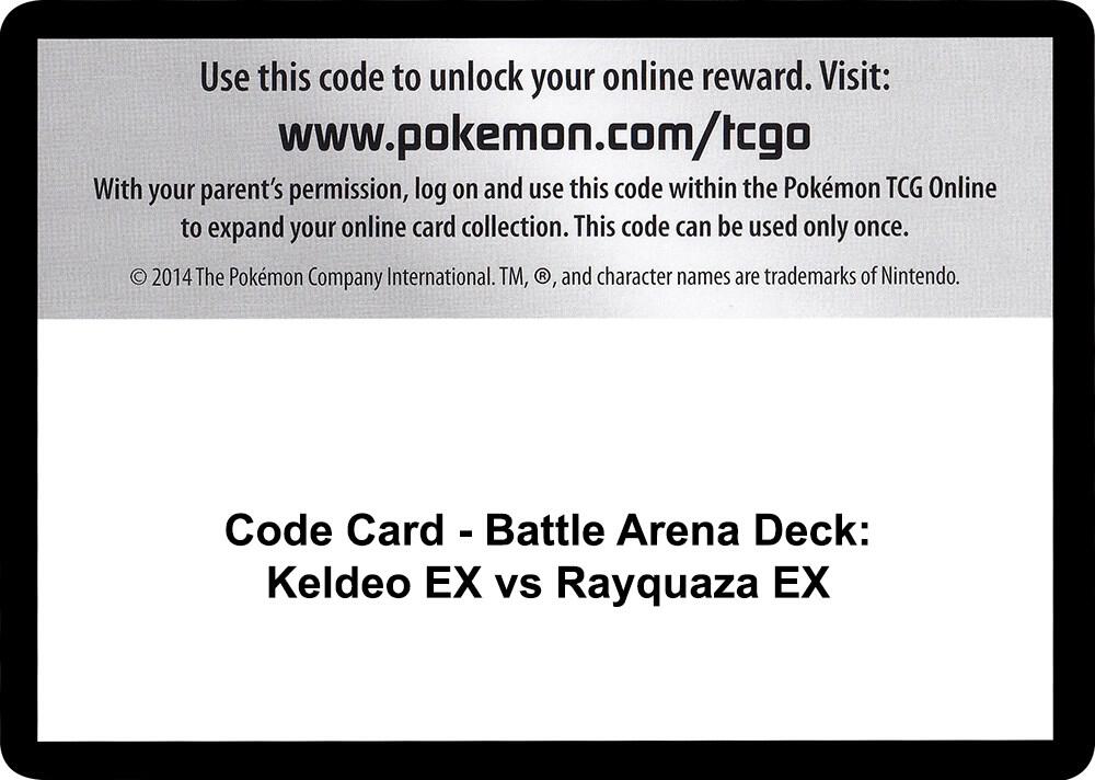 Code Card - Battle Arena Deck: Keldeo EX vs Rayquaza EX [XY - Steam Siege]