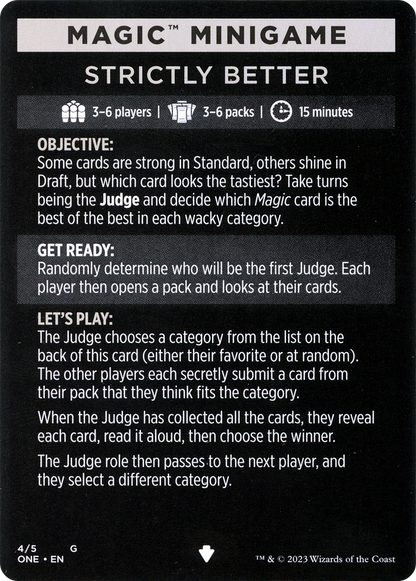 Strictly Better // Strictly Better (cont'd) (MONE-004) - Phyrexia: All Will Be One Minigames Foil