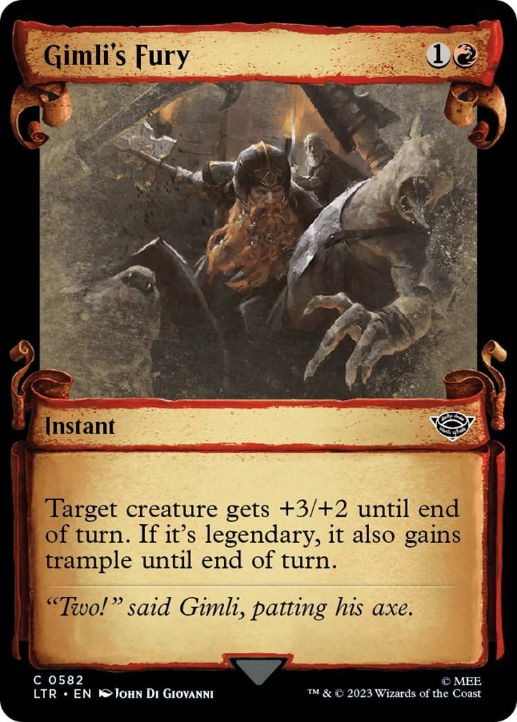 Gimli's Fury (Showcase Scrolls) (LTR-582) - The Lord of the Rings: Tales of Middle-earth: (Showcase) Foil