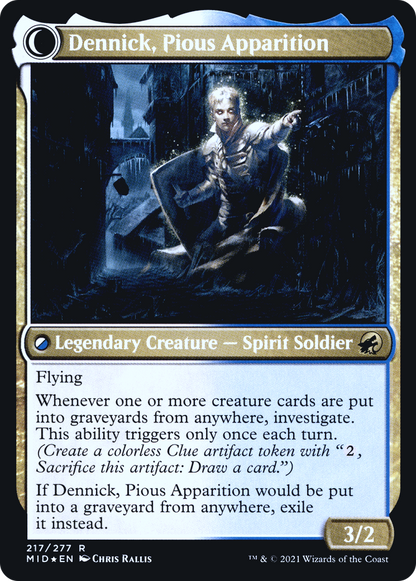Dennick, Pious Apprentice (PRE-217) - Innistrad: Midnight Hunt Promos: (Double Faced Transform) Foil