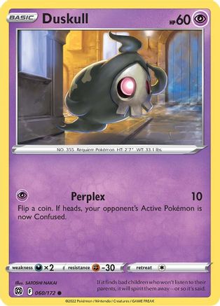 Duskull 060/172  - Reverse Holofoil SWSH09 Brilliant Stars - Common