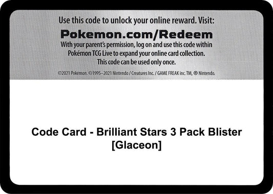Code Card - Brilliant Stars 3 Pack Blister [Glaceon] [SWSH09: Brilliant Stars]
