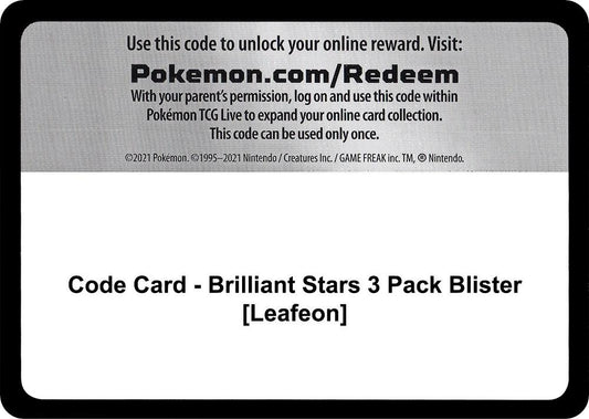 Code Card - Brilliant Stars 3 Pack Blister [Leafeon] [SWSH09: Brilliant Stars]
