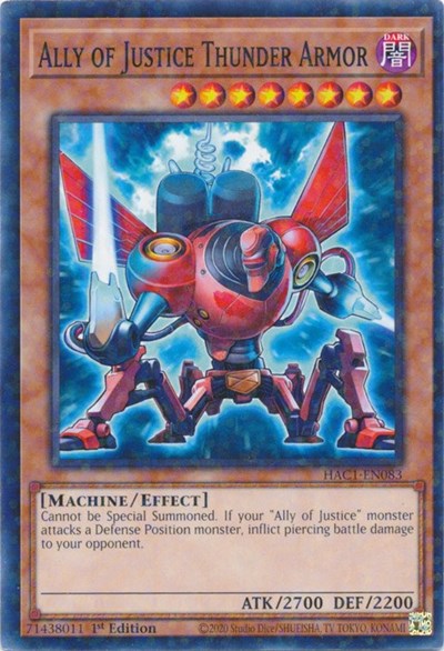 Ally of Justice Thunder Armor (Duel Terminal) (HAC1-EN083) [Hidden Arsenal: Chapter 1]
