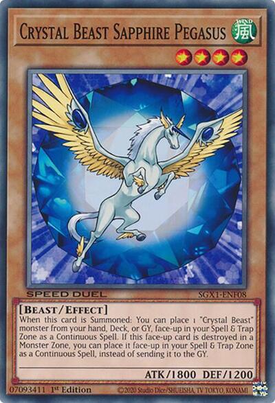 Crystal Beast Sapphire Pegasus (SGX1-ENF08) [Speed Duel GX: Duel Academy Box]