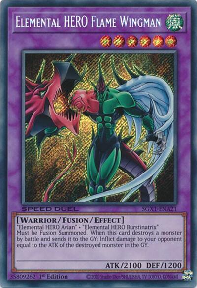 Elemental HERO Flame Wingman (Secret Rare) (SGX1-ENA21) [Speed Duel GX: Duel Academy Box]