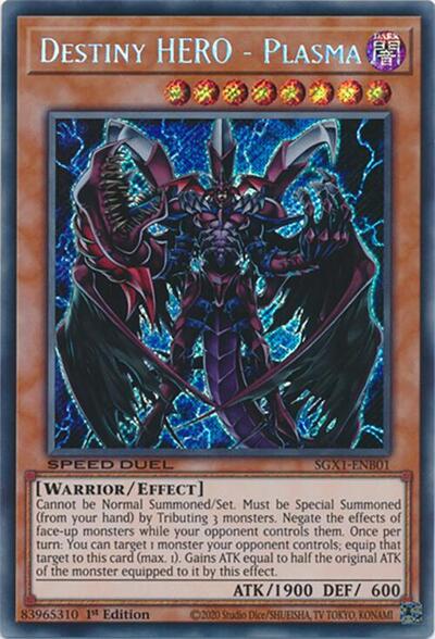 Destiny HERO - Plasma (Secret Rare) (SGX1-ENB01) [Speed Duel GX: Duel Academy Box]