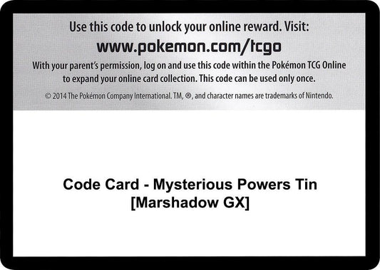 Code Card - Mysterious Powers Tin [Marshadow GX] [SM - Burning Shadows]