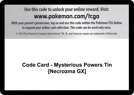 Code Card - Mysterious Powers Tin [Necrozma GX] [SM - Burning Shadows]