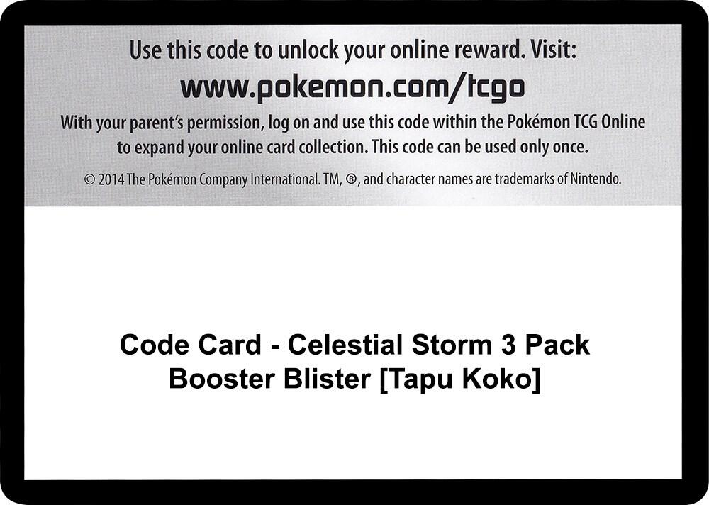 Code Card - Celestial Storm 3 Pack Booster Blister [Tapu Koko] [SM - Celestial Storm]