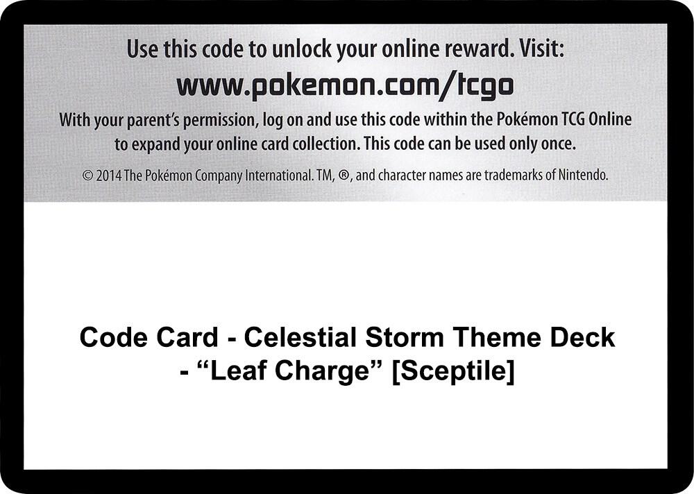 Code Card - Celestial Storm Theme Deck - "Leaf Charge" [Sceptile] [SM - Celestial Storm]