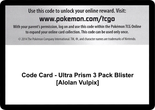 Code Card - Ultra Prism 3 Pack Blister [Alolan Vulpix] [SM - Ultra Prism]