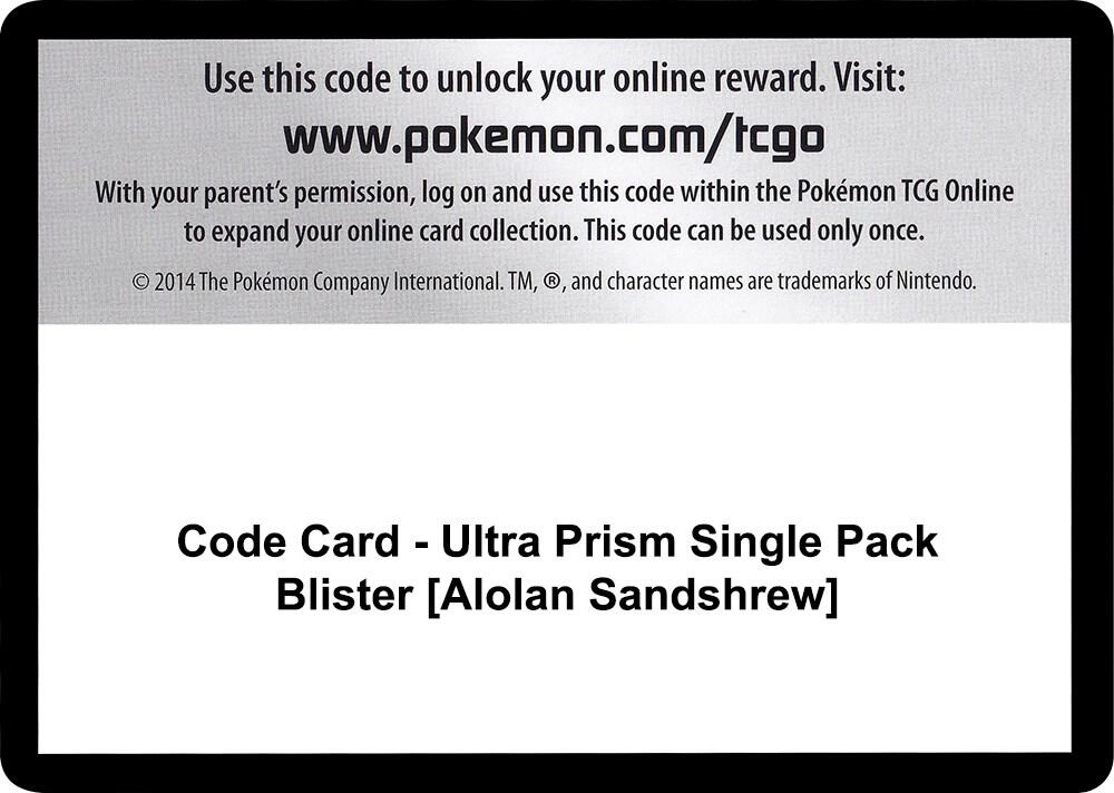Code Card - Ultra Prism Single Pack Blister [Alolan Sandshrew] [SM - Ultra Prism]