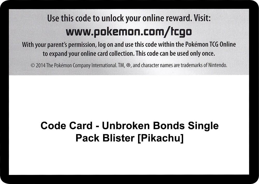 Code Card - Unbroken Bonds Single Pack Blister [Pikachu] [SM - Unbroken Bonds]