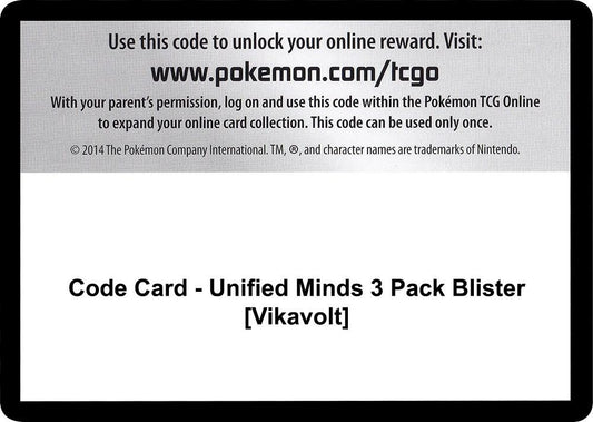 Code Card - Unified Minds 3 Pack Blister [Vikavolt] [SM - Unified Minds]