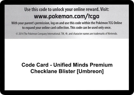 Code Card - Unified Minds Premium Checklane Blister [Umbreon] [SM - Unified Minds]