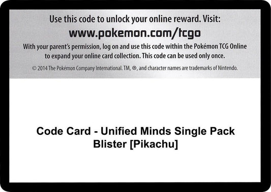 Code Card - Unified Minds Single Pack Blister [Pikachu] [SM - Unified Minds]