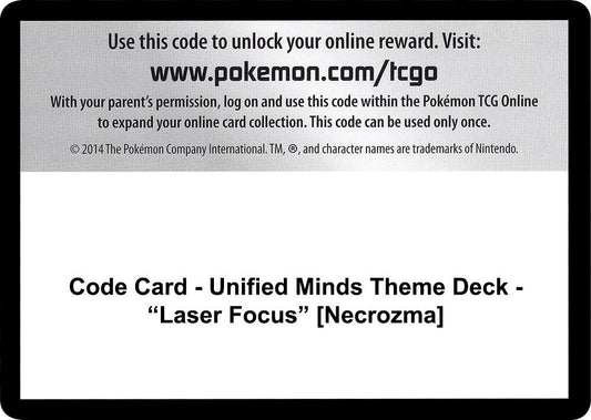 Code Card - Unified Minds Theme Deck - "Laser Focus" [Necrozma] [SM - Unified Minds]