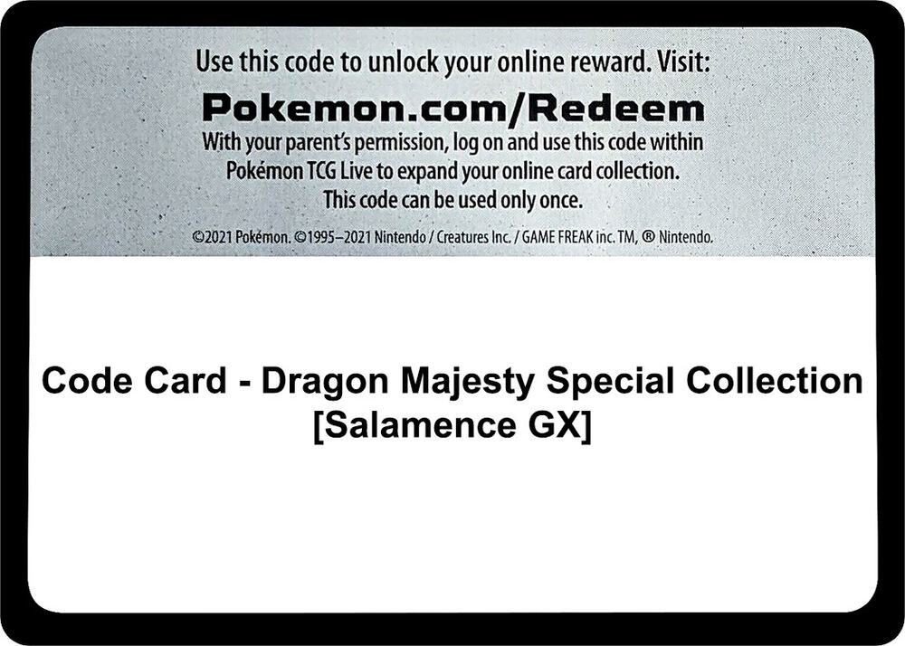 Code Card - Dragon Majesty Special Collection [Salamence GX] [Dragon Majesty]