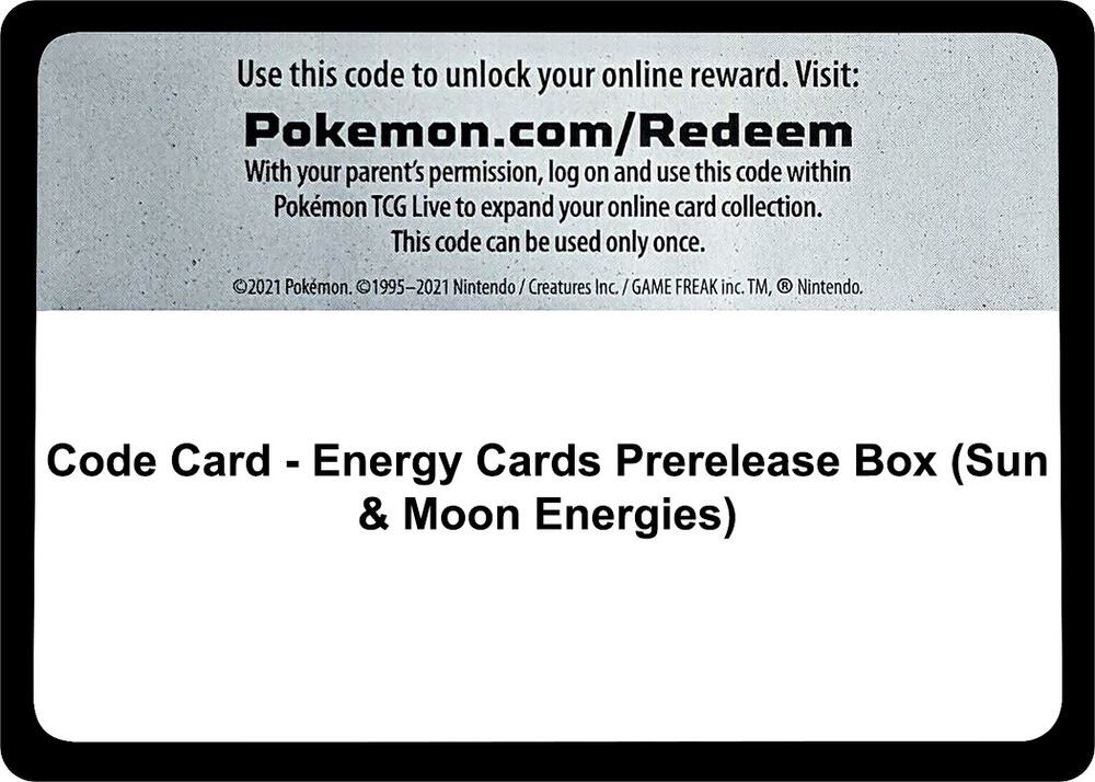 Code Card - Energy Cards Prerelease Box (Sun & Moon Energies) [Miscellaneous Cards & Products]