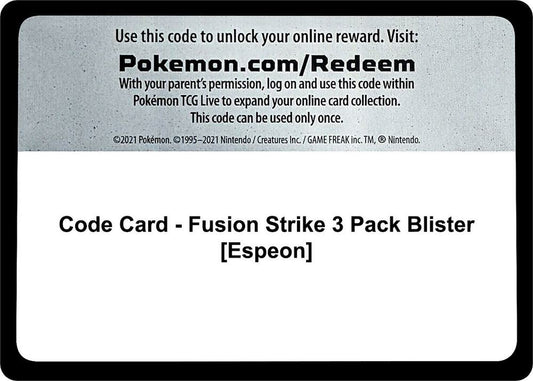 Code Card - Fusion Strike 3 Pack Blister [Espeon] [SWSH08: Fusion Strike]