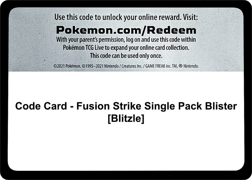 Code Card - Fusion Strike Single Pack Blister [Blitzle] [SWSH08: Fusion Strike]