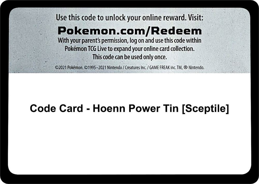 Code Card - Hoenn Power Tin [Sceptile] [Miscellaneous Cards & Products]