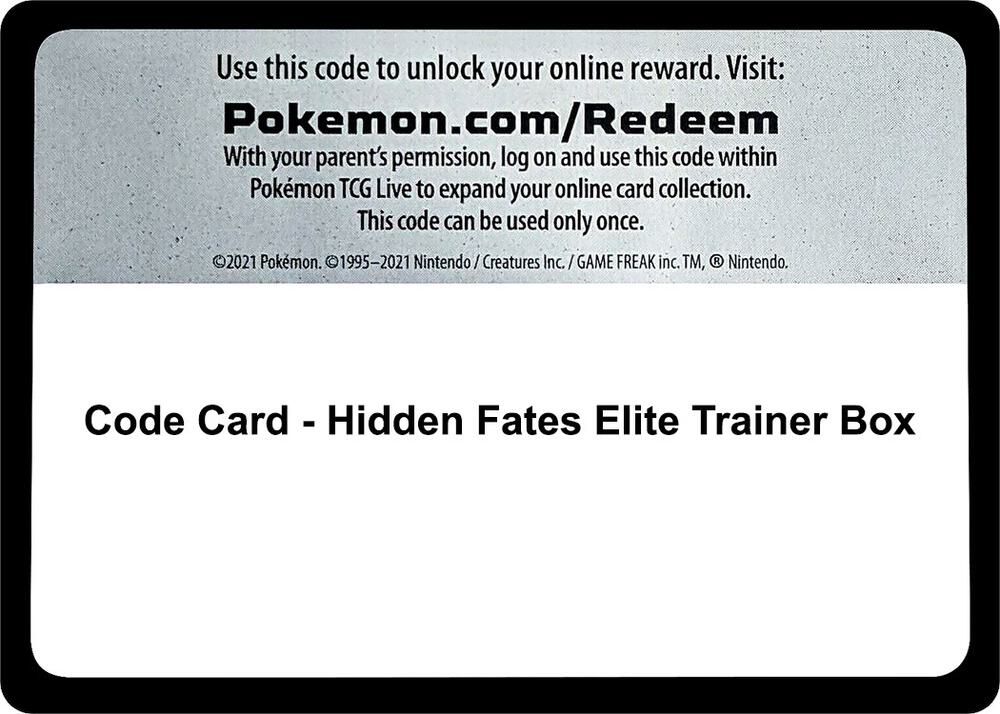 Code Card - Hidden Fates Elite Trainer Box [Miscellaneous Cards & Products]
