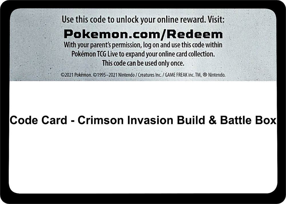 Code Card - Crimson Invasion Build & Battle Box [Miscellaneous Cards & Products]