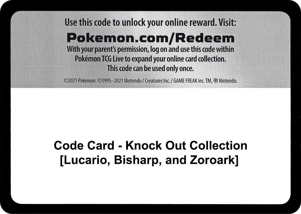Code Card - Knock Out Collection [Lucario, Bisharp, and Zoroark] [Miscellaneous Cards & Products]
