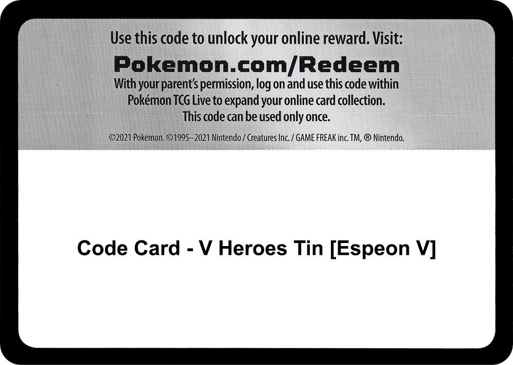 Code Card - V Heroes Tin [Espeon V] [Miscellaneous Cards & Products]
