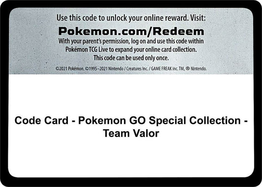 Code Card - Pokemon GO Special Collection - Team Valor [Pokemon GO]