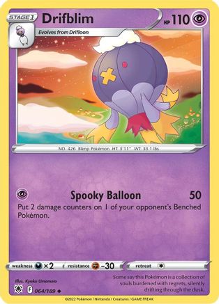 Drifblim 064/189  - Reverse Holofoil SWSH10 Astral Radiance - Uncommon
