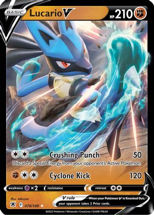 Lucario V 078/189  - Holofoil SWSH10 Astral Radiance - Ultra Rare