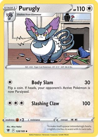 Purugly 128/189  - Reverse Holofoil SWSH10 Astral Radiance - Uncommon