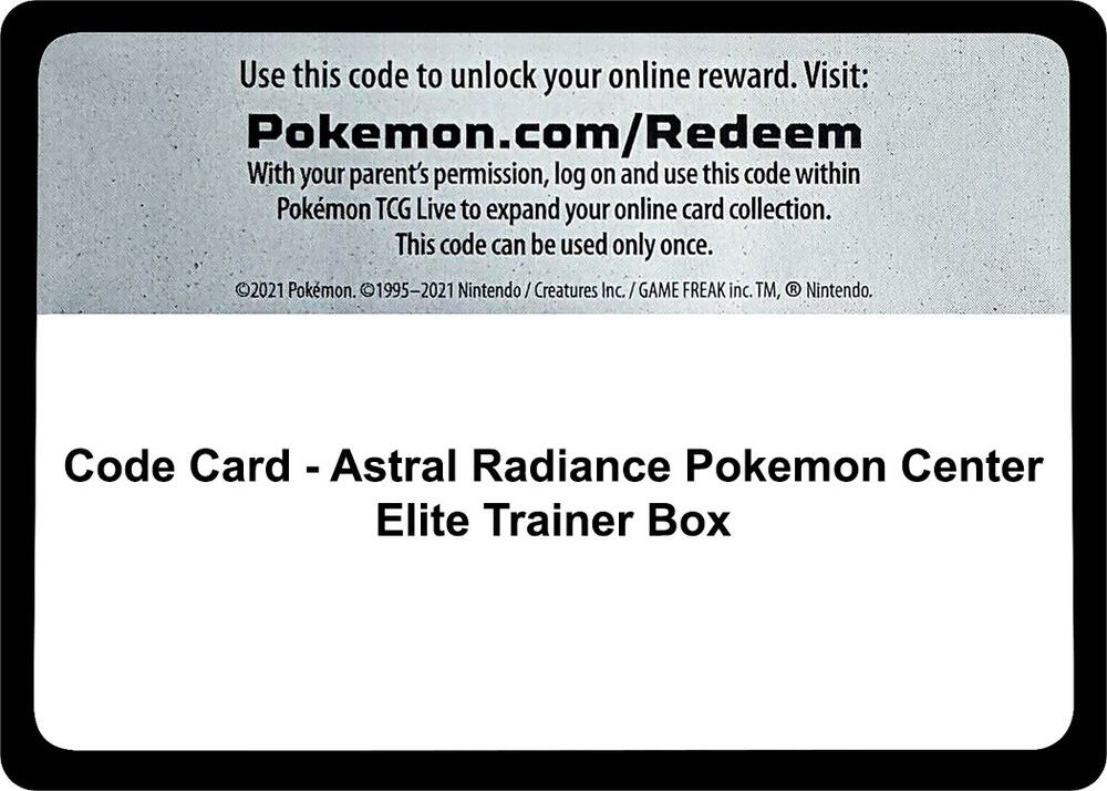 Code Card - Astral Radiance Pokemon Center Elite Trainer Box [SWSH10: Astral Radiance]