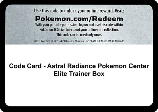 Code Card - Astral Radiance Pokemon Center Elite Trainer Box [SWSH10: Astral Radiance]