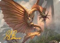 Ancient Gold Dragon Art Card (28/81) (Gold-Stamped Signature) (28) [Art Series: Commander Legends: Battle for Baldur's Gate]