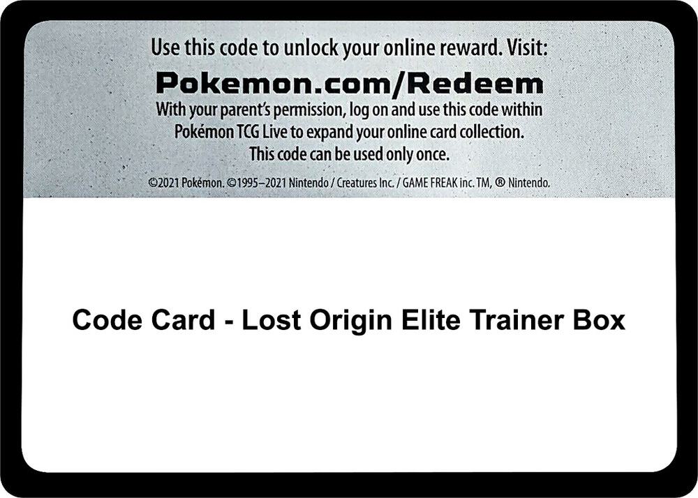 Code Card - Lost Origin Elite Trainer Box [SWSH11: Lost Origin]