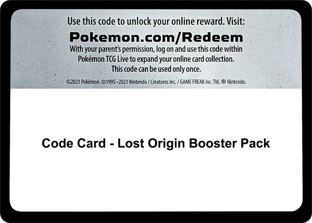 Code Card - Lost Origin Booster Pack [SWSH11: Lost Origin]