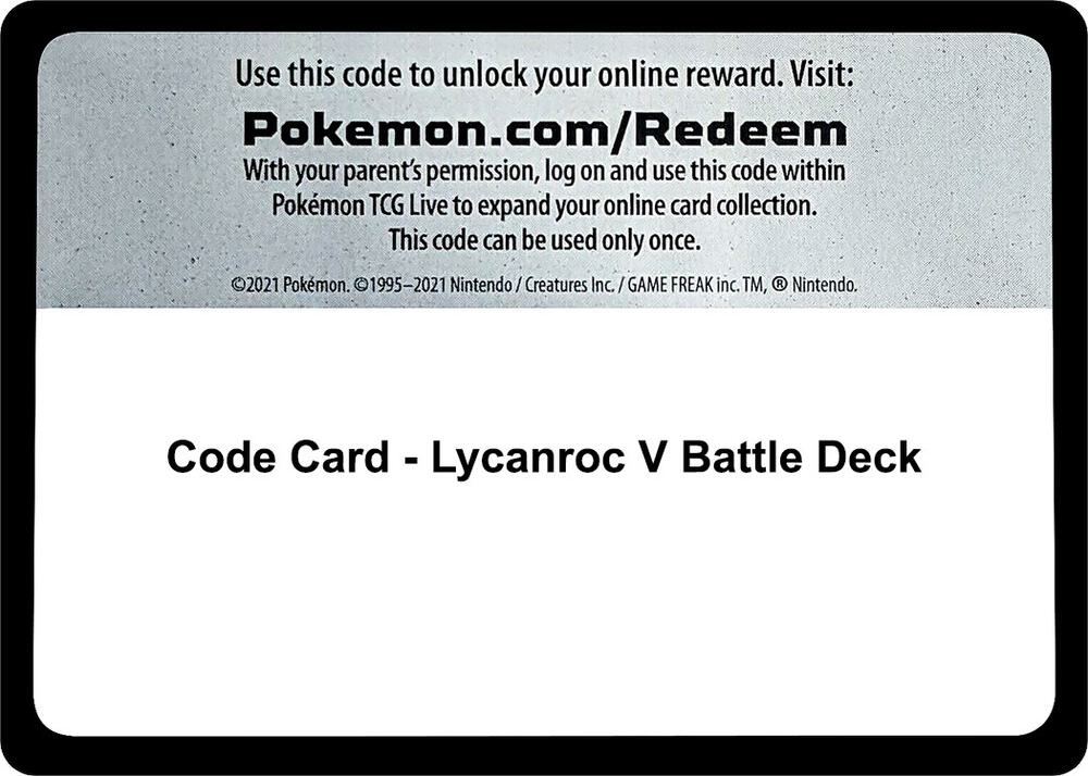 Code Card - Lycanroc V Battle Deck [Miscellaneous Cards & Products]
