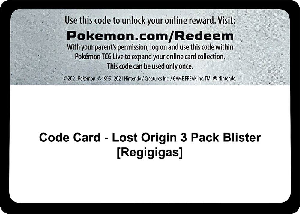 Code Card - Lost Origin 3 Pack Blister [Regigigas] [SWSH11: Lost Origin]