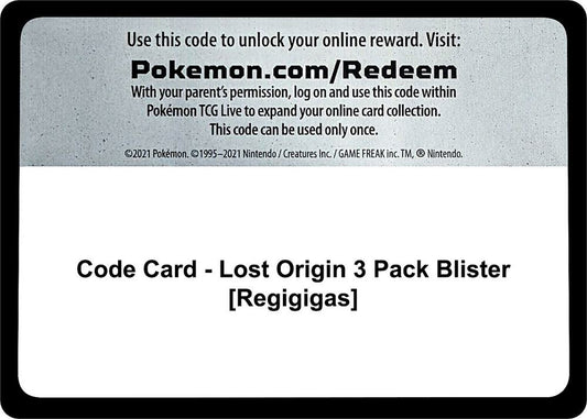Code Card - Lost Origin 3 Pack Blister [Regigigas] [SWSH11: Lost Origin]