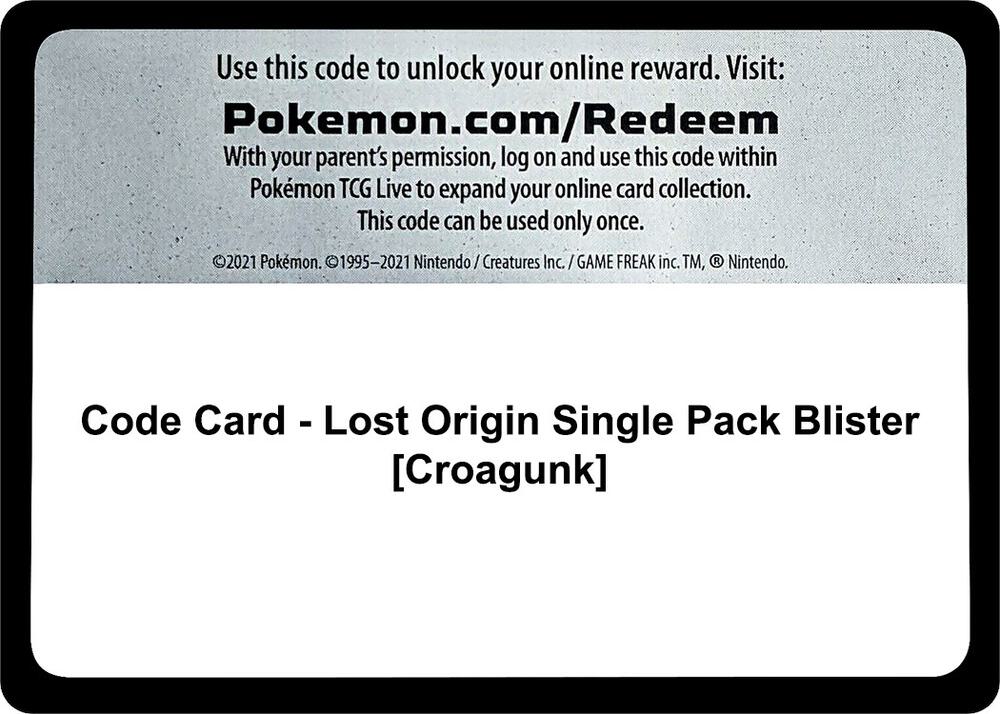 Code Card - Lost Origin Single Pack Blister [Croagunk] [SWSH11: Lost Origin]