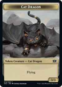 Cat Dragon // Spirit (002) Double-Sided Token (19 // 2) [Double Masters 2022]