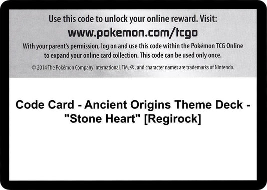 Code Card - Ancient Origins Theme Deck - "Stone Heart" [Regirock] [XY - Ancient Origins]