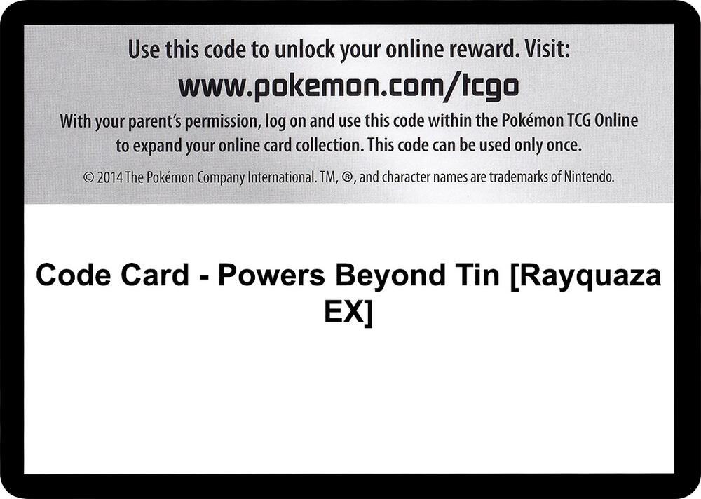 Code Card - Powers Beyond Tin [Rayquaza EX] [XY - Ancient Origins]