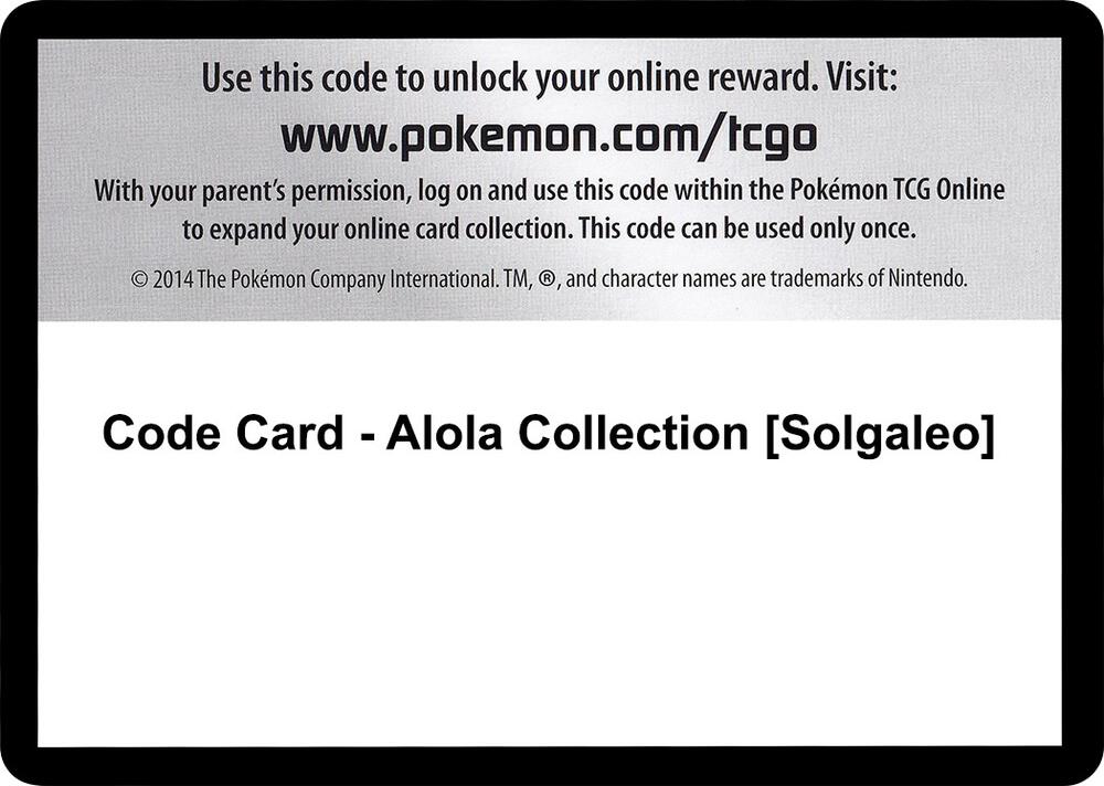 Code Card - Alola Collection [Solgaleo] [XY - Evolutions]