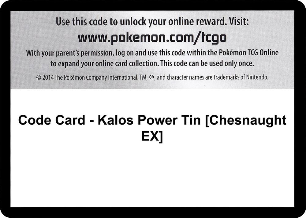 Code Card - Kalos Power Tin [Chesnaught EX] [XY - Flashfire]