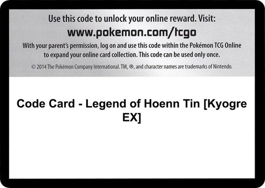Code Card - Legend of Hoenn Tin [Kyogre EX] [XY - Primal Clash]
